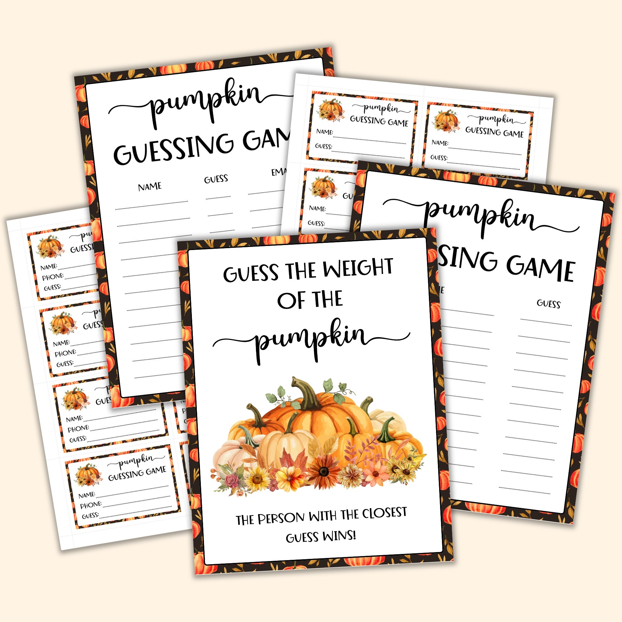 Pumpkin Weight Guessing Game – Printables by The Craft-at-Home Family