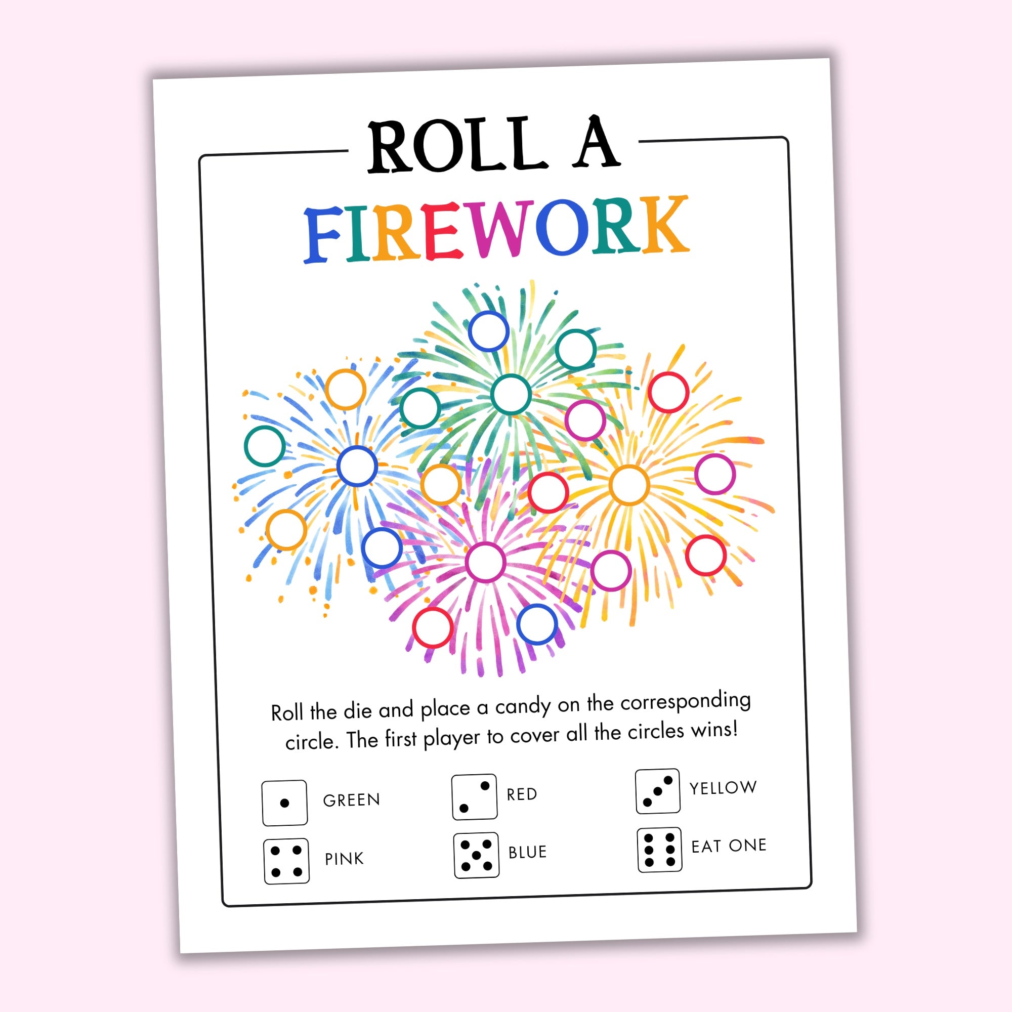Roll a Firework Game β Printables by The Craft-at-Home Family