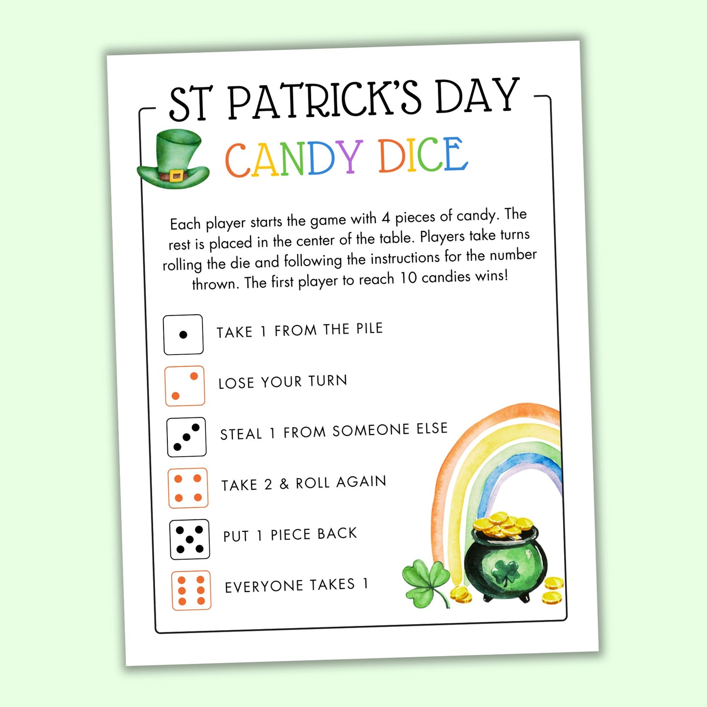 St Patrick's Day Candy Dice