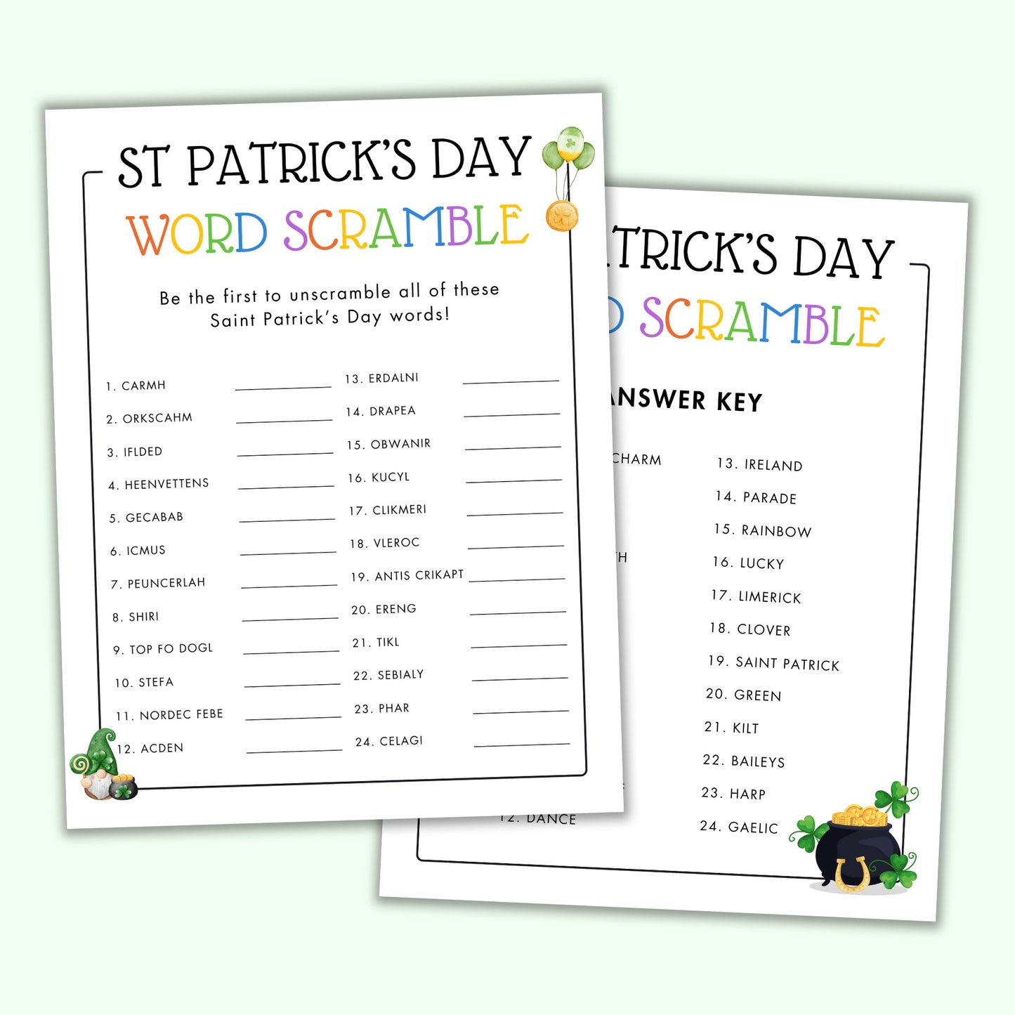 St Patrick's Day Word Scramble