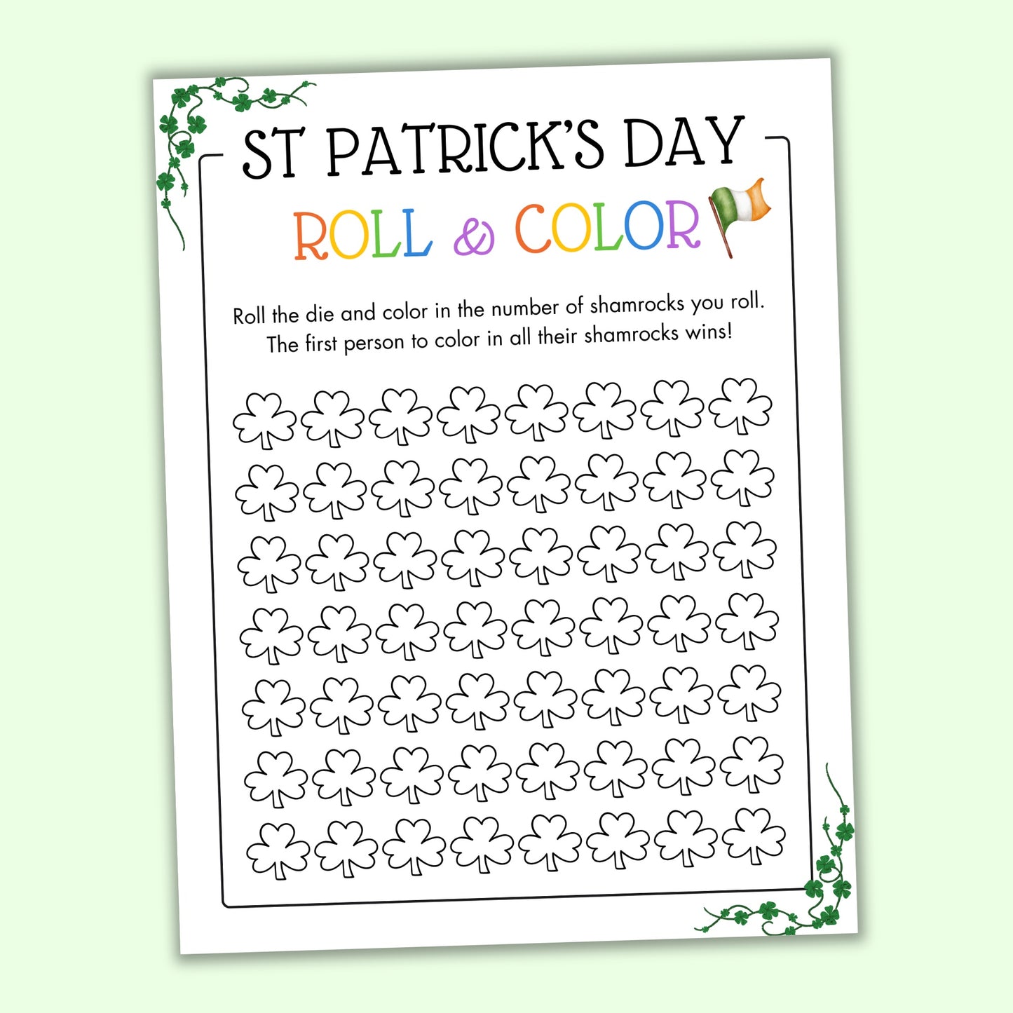 St Patrick's Day Roll & Color (2 Spelling Variants)