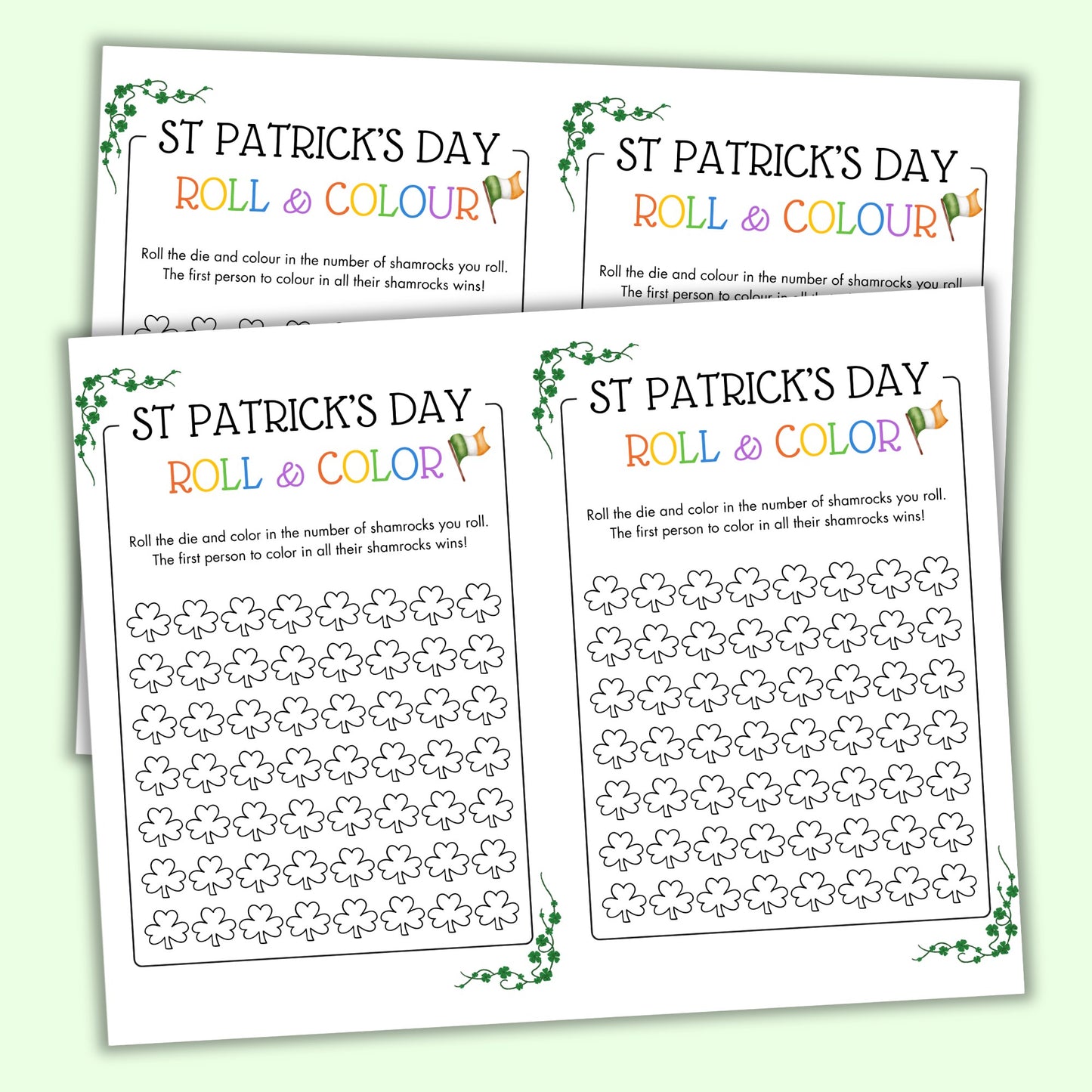 St Patrick's Day Roll & Color (2 Spelling Variants)
