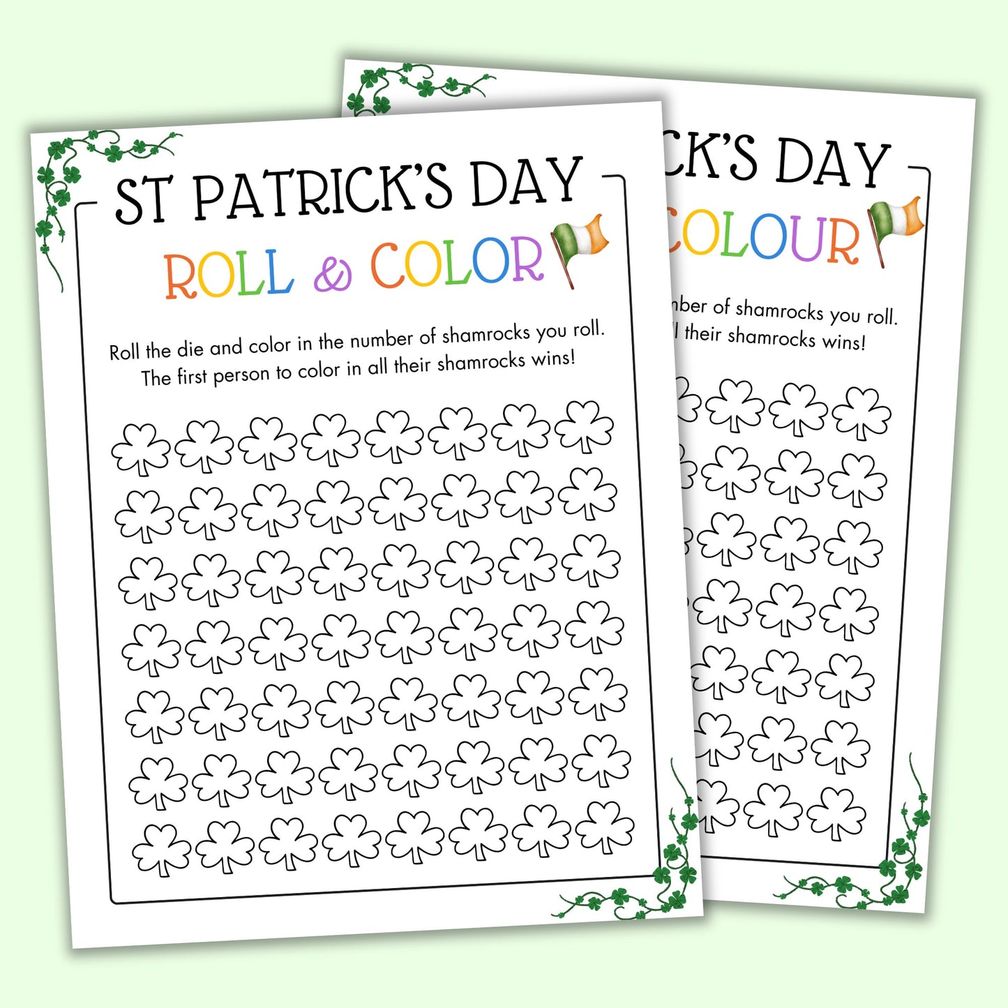 St Patrick's Day Roll & Color (2 Spelling Variants)