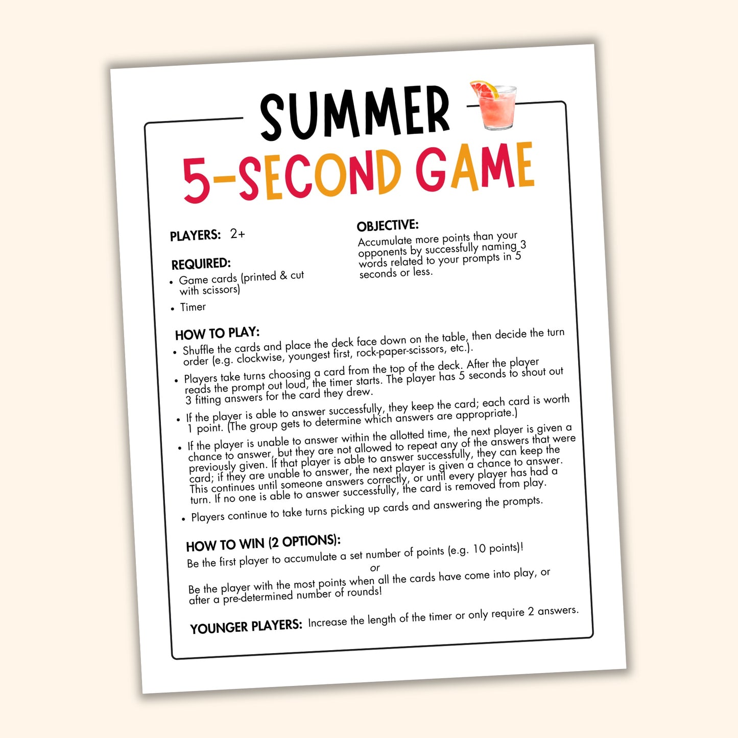 Summer 5-Second Game