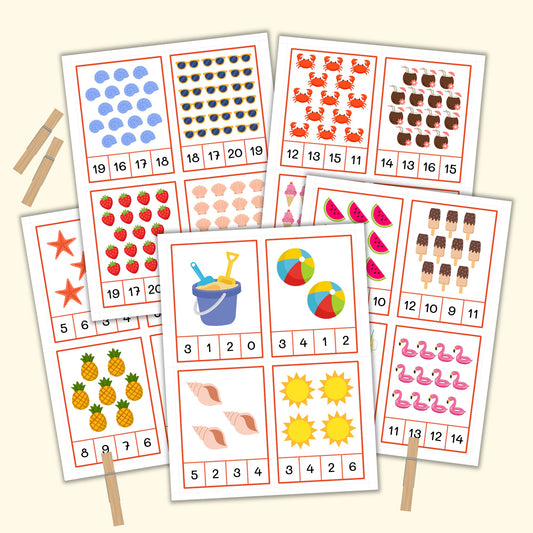 Summer Count & Clip Cards (1-20)