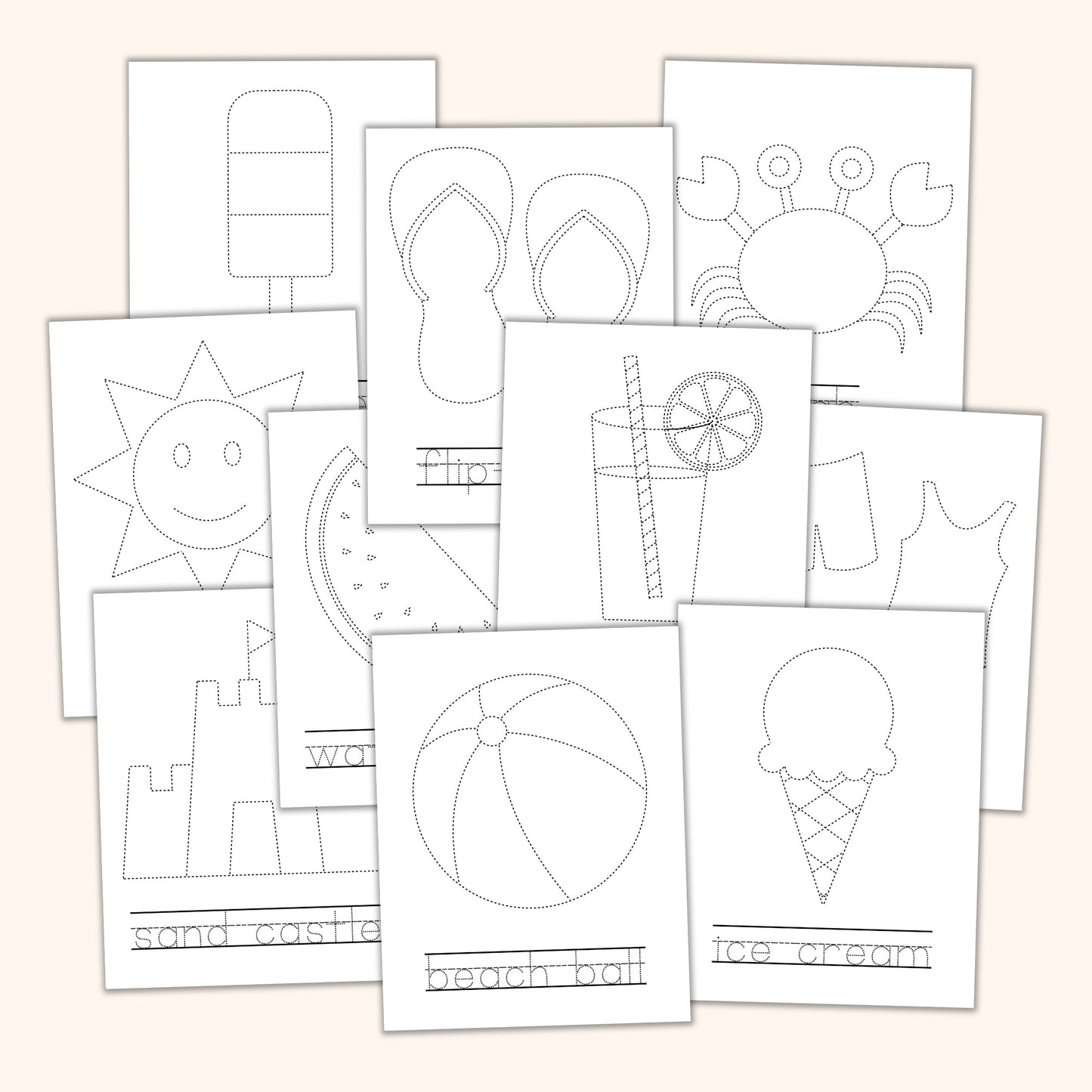 Summer Tracing Worksheets