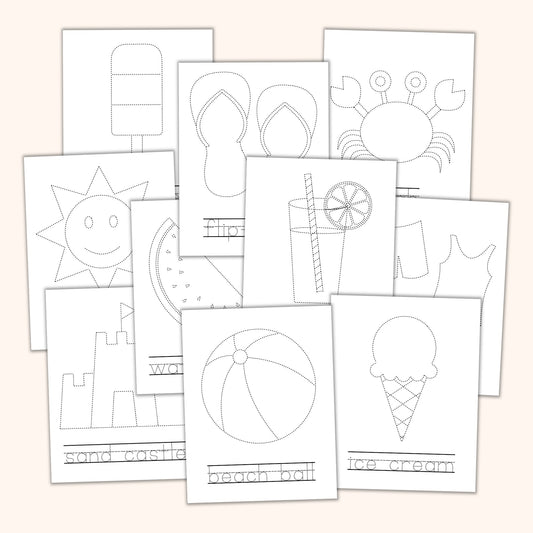 Summer Tracing Worksheets