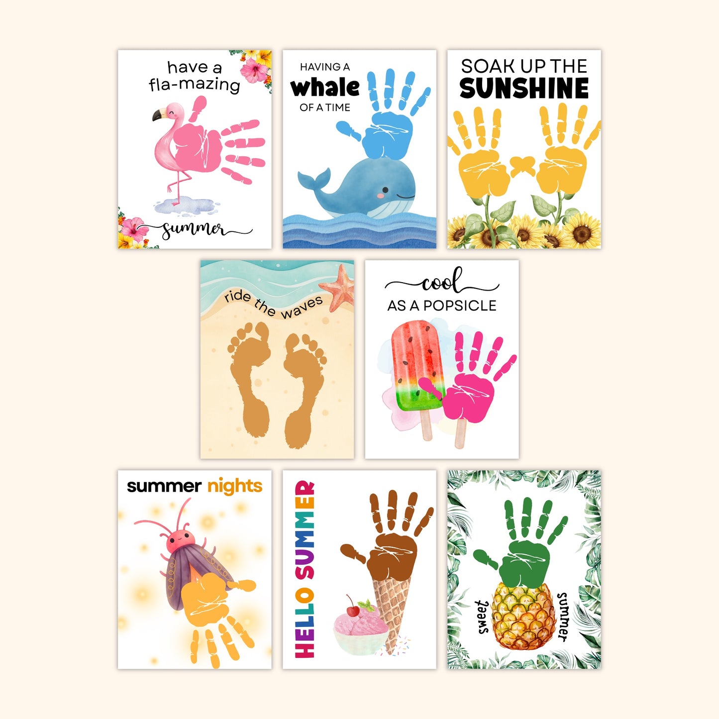 Summer Handprint & Footprint Art Bundle (12 Designs!)