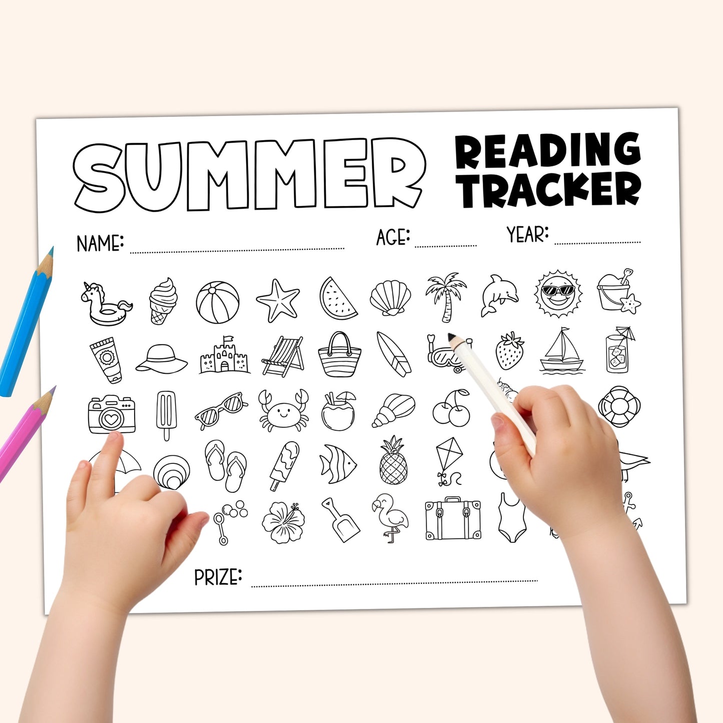 Summer Coloring Reading Tracker (50 Books)