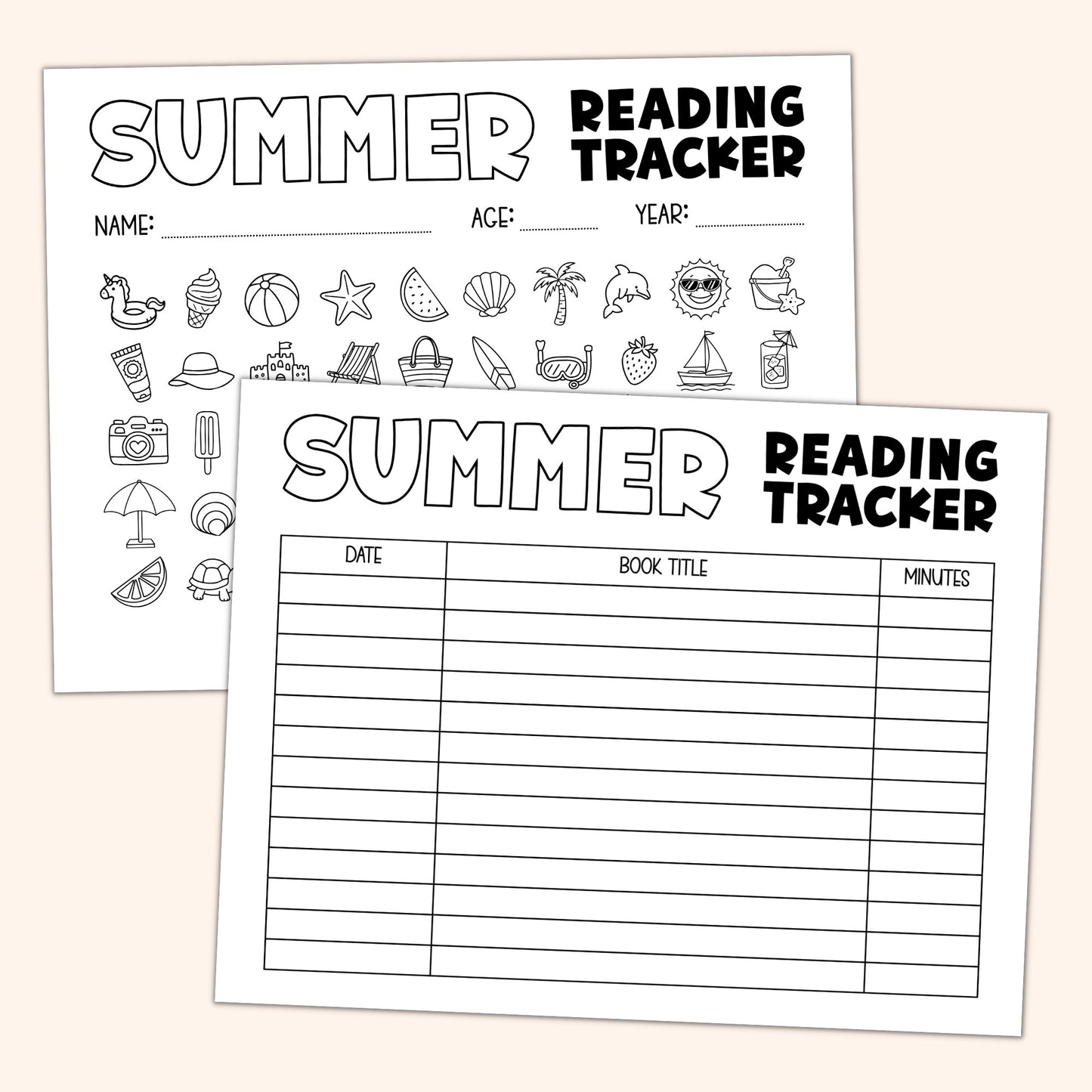 Summer Coloring Reading Tracker (50 Books)