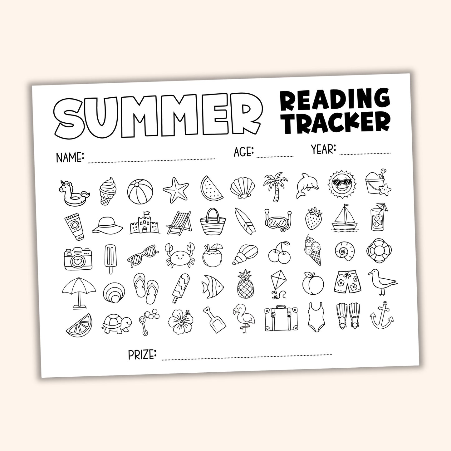 Summer Coloring Reading Tracker (50 Books)