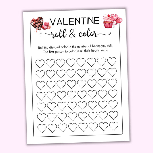 Valentine Roll & Color (2 Spelling Variants)