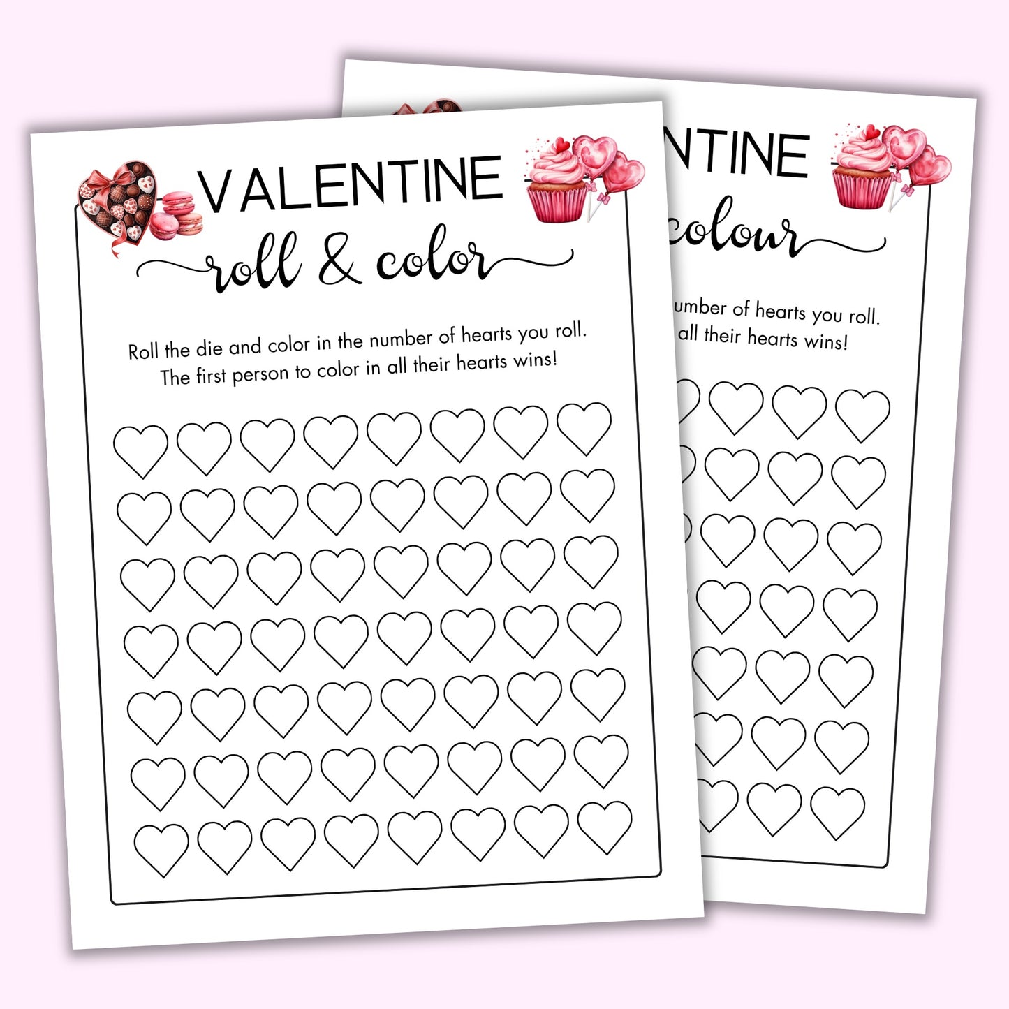 Valentine Roll & Color (2 Spelling Variants)