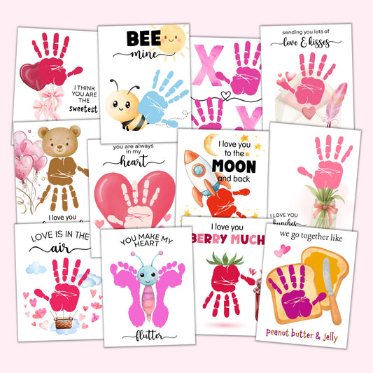 Valentine's Day Handprint & Footprint Art Bundle (12 Designs!)