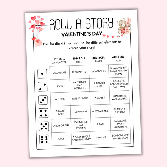Valentine's Day Roll a Story Game