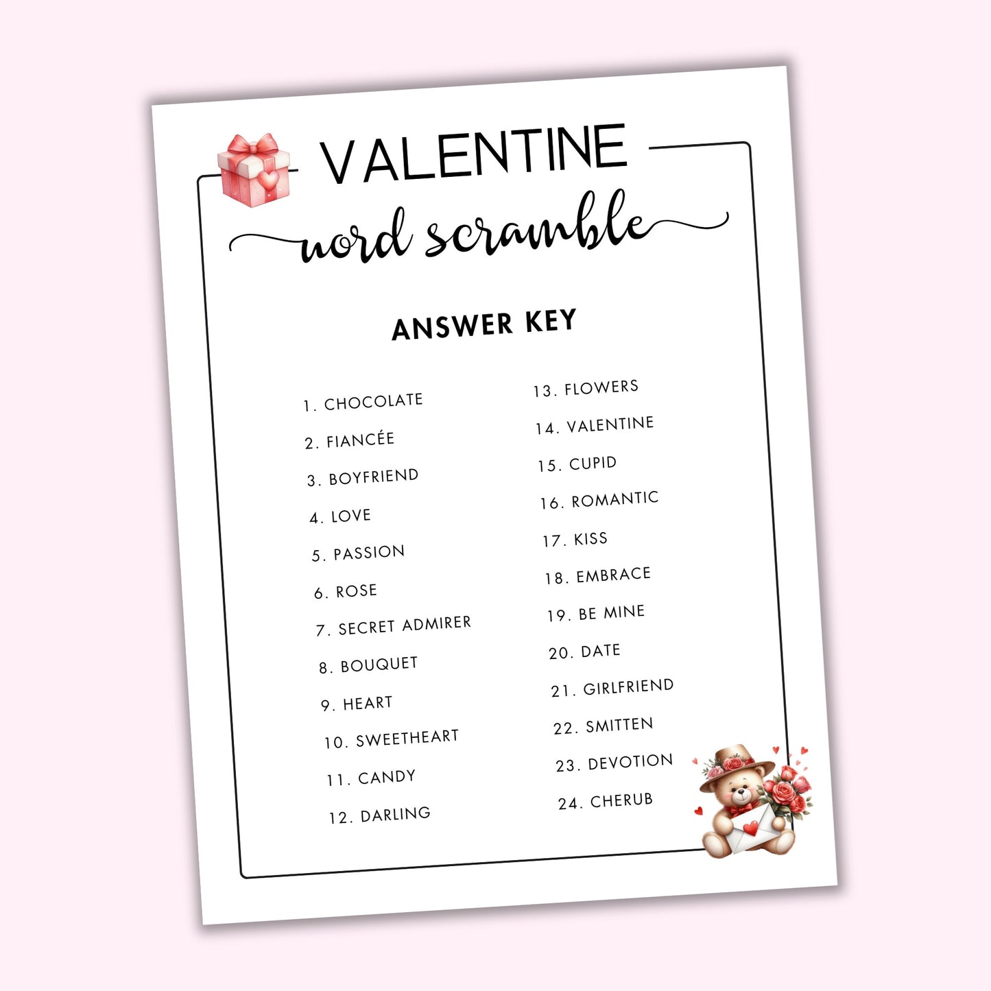 Valentine's Day Word Scramble