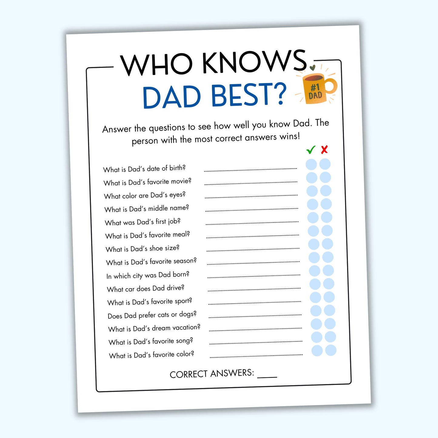 "Who Knows Dad Best?" Game