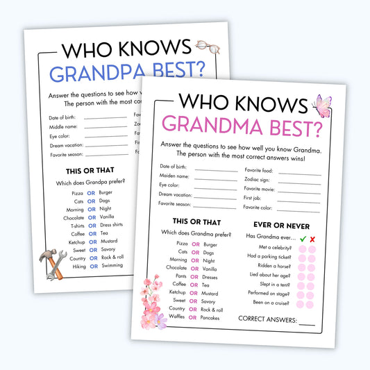 "Who Knows Grandma & Grandpa Best?" Game