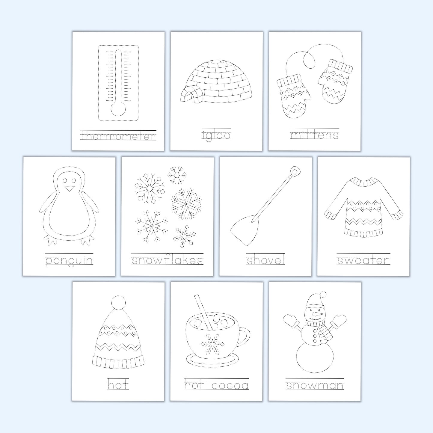 Winter Tracing Worksheets
