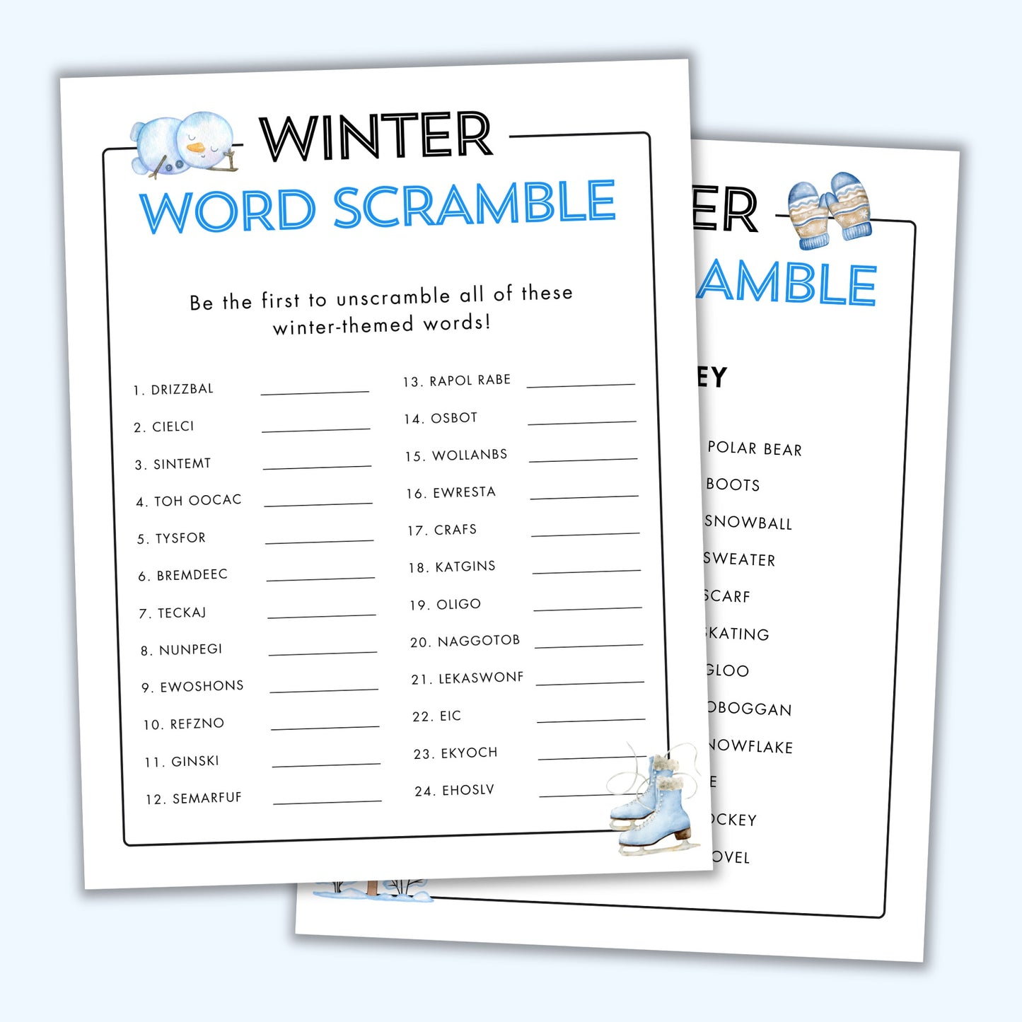 Winter Word Scramble