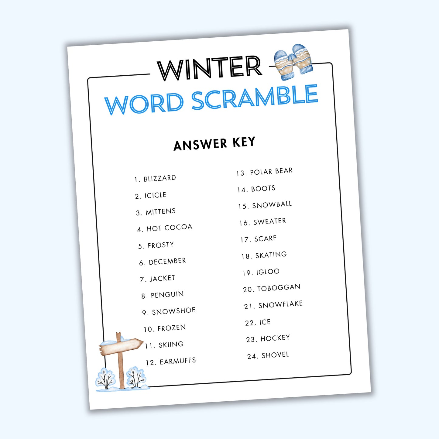 Winter Word Scramble