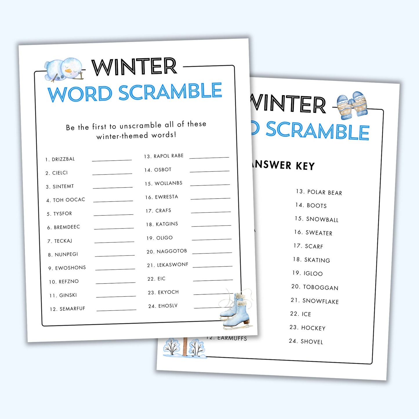 Winter Word Scramble
