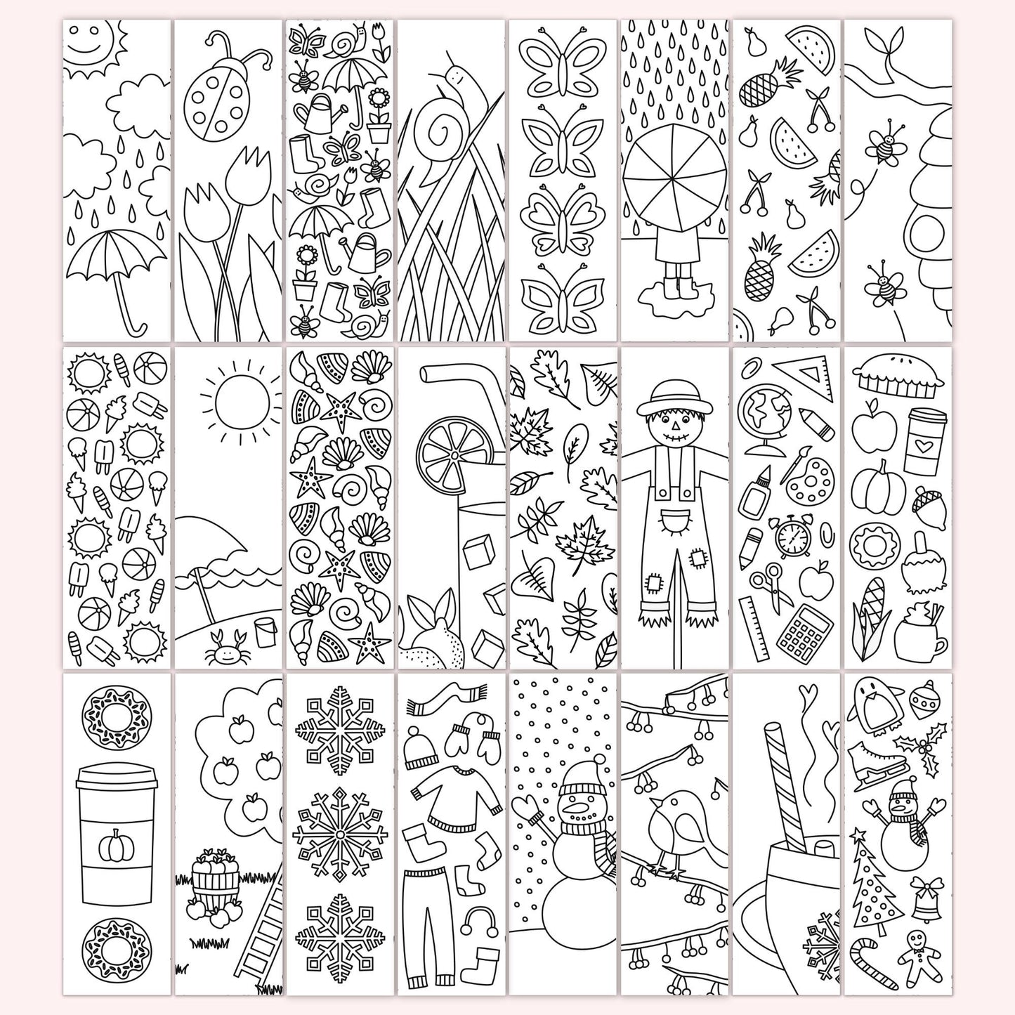 4-Season Coloring Bookmark Bundle (Set of 24)