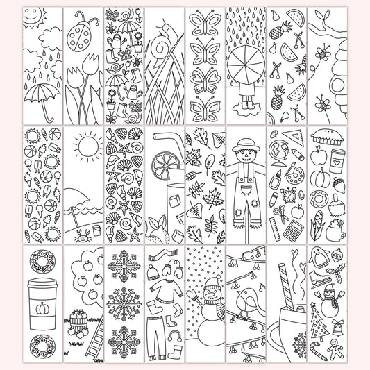 4-Season Coloring Bookmark Bundle (Set of 24)