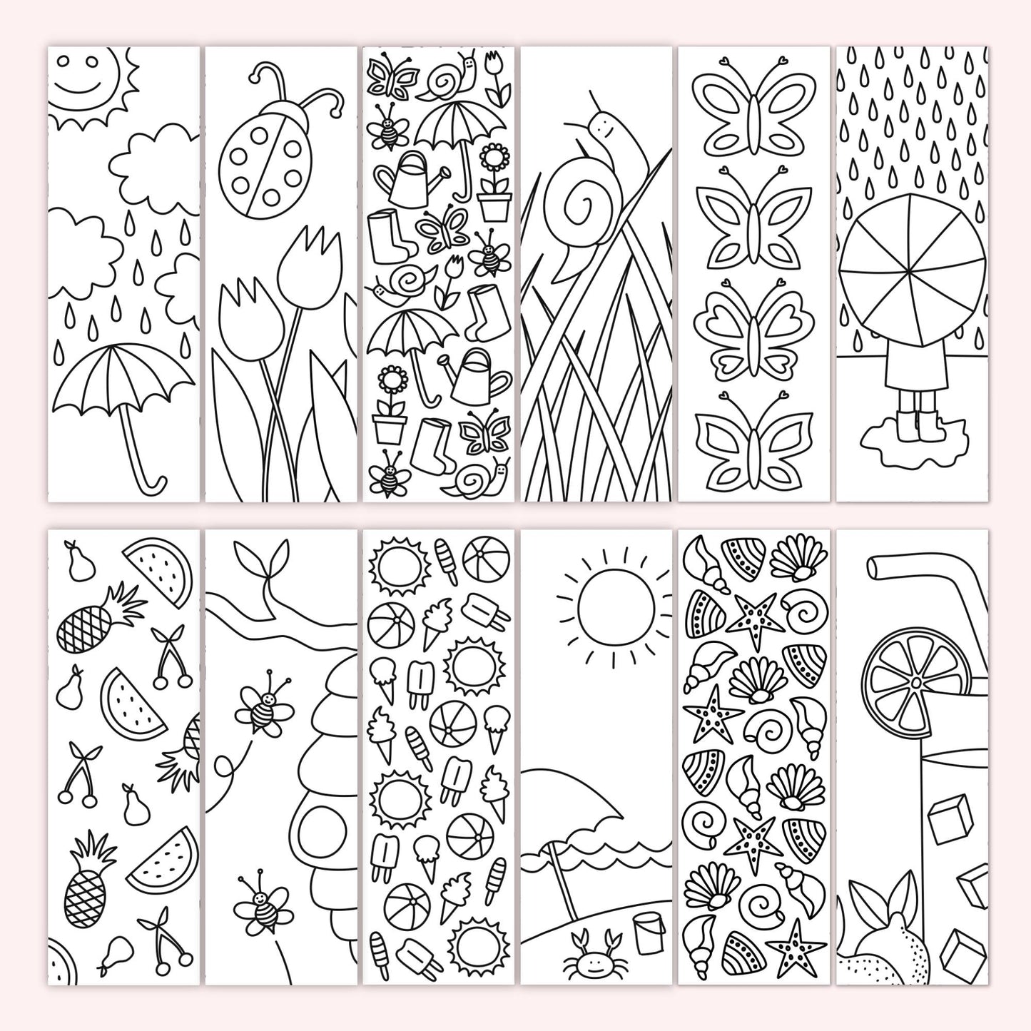 4-Season Coloring Bookmark Bundle (Set of 24)
