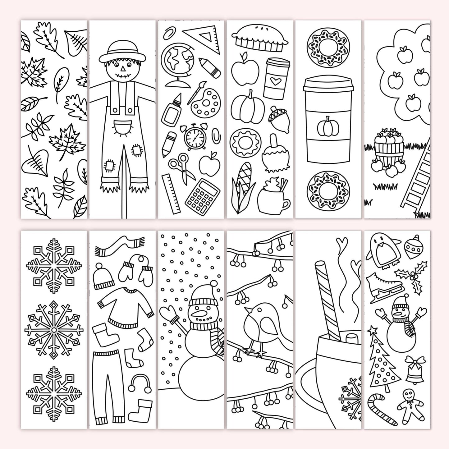 4-Season Coloring Bookmark Bundle (Set of 24)