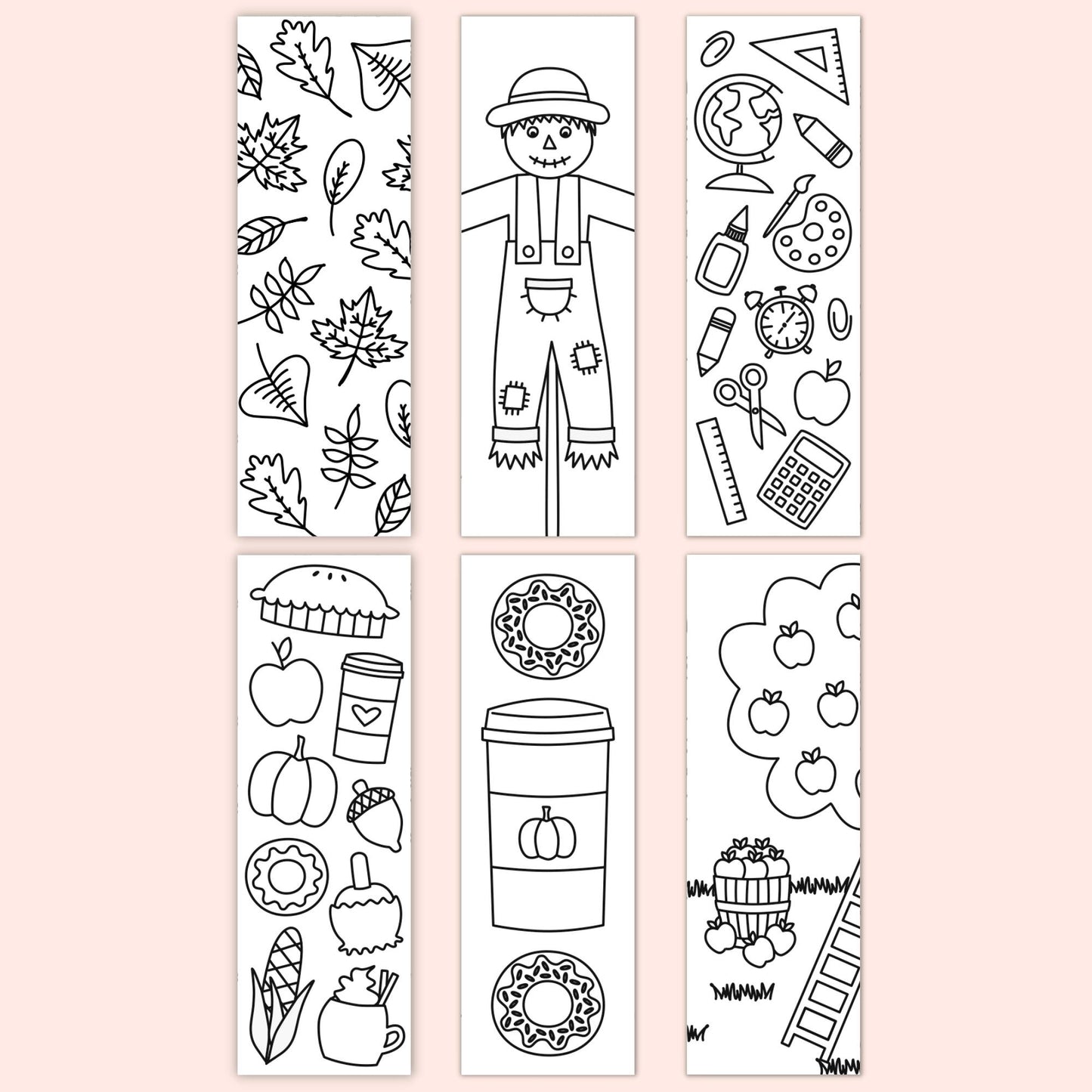 Fall Coloring Bookmarks (Set of 6)