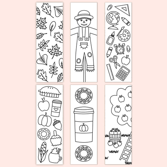 Fall Coloring Bookmarks (Set of 6)