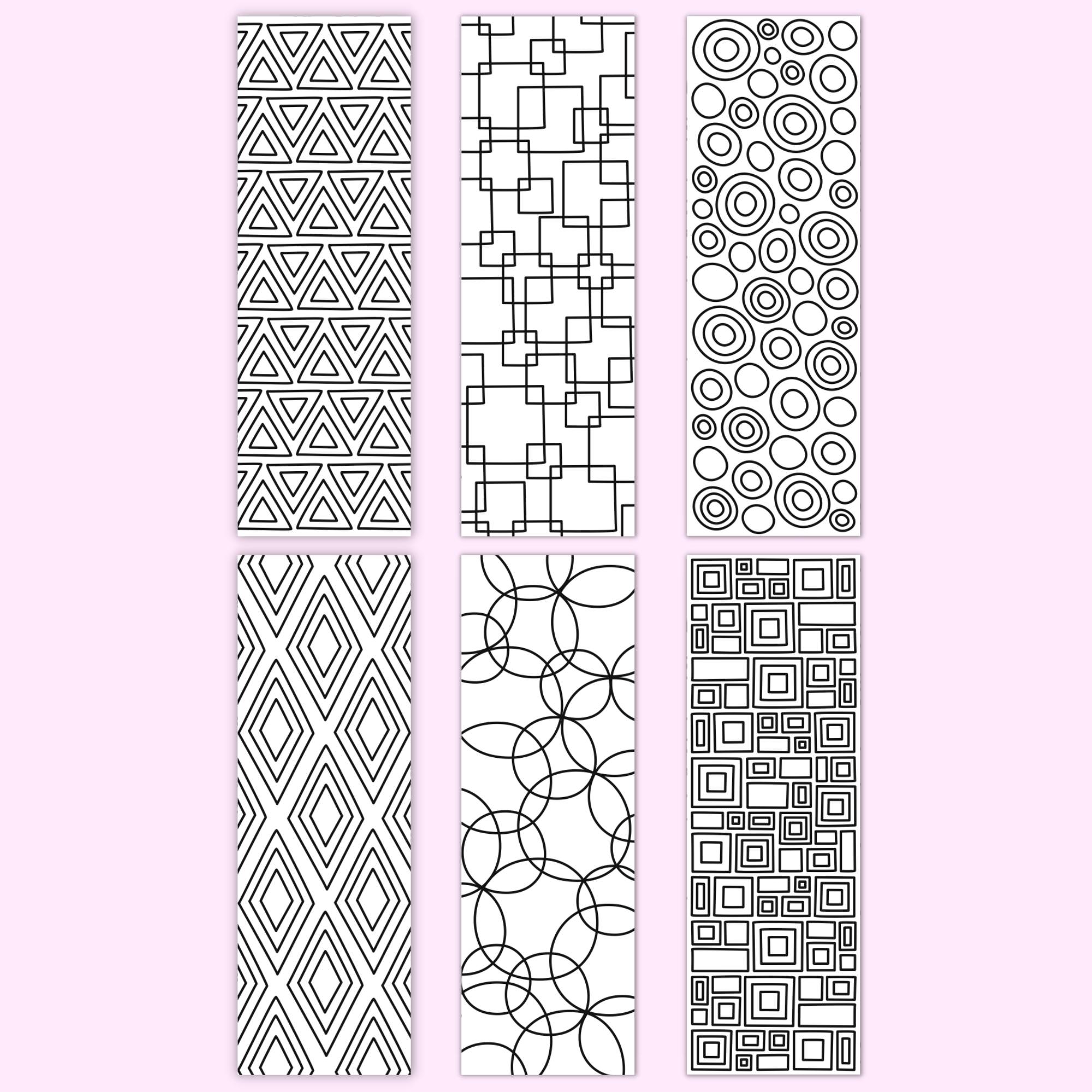 Geometric Coloring Bookmarks (Set of 6) – Printables by The Craft-at ...