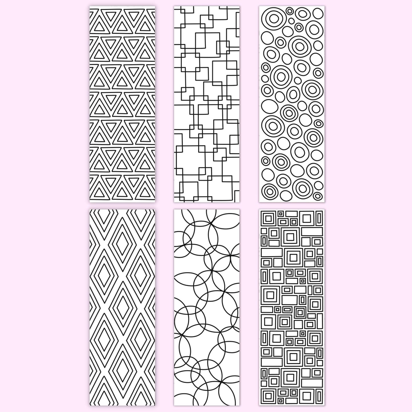 Geometric Coloring Bookmarks (Set of 6)