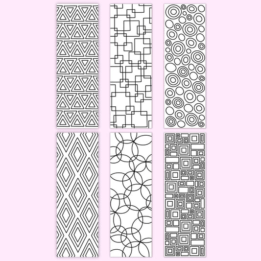 Geometric Coloring Bookmarks (Set of 6)