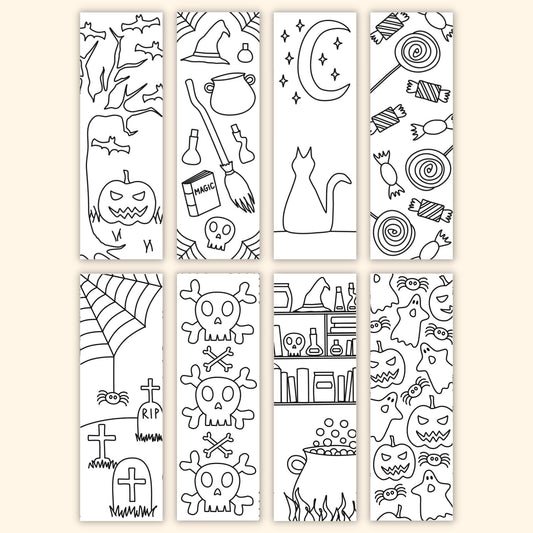 Halloween Coloring Bookmarks (Set of 8)