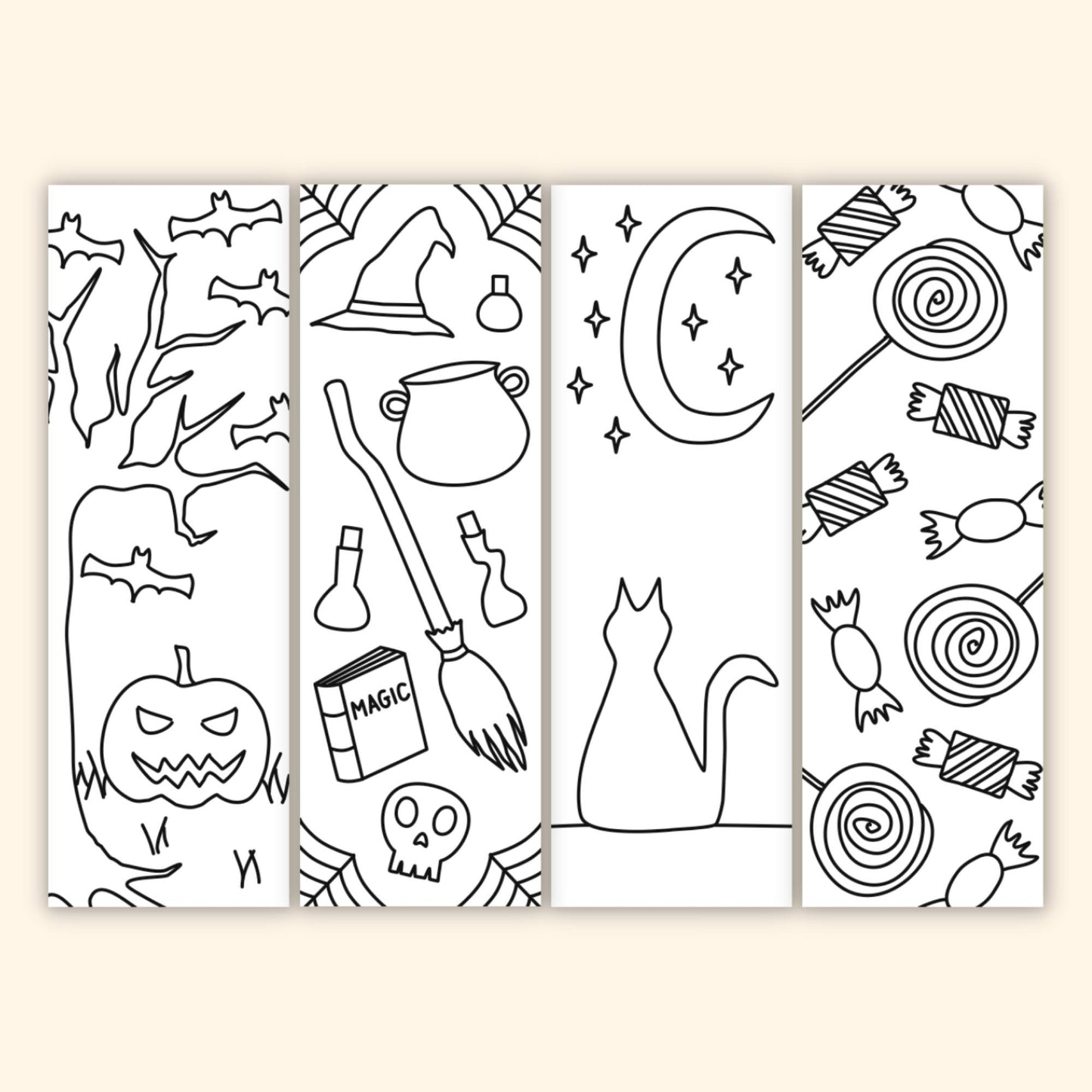 Halloween Coloring Bookmarks (Set of 8)
