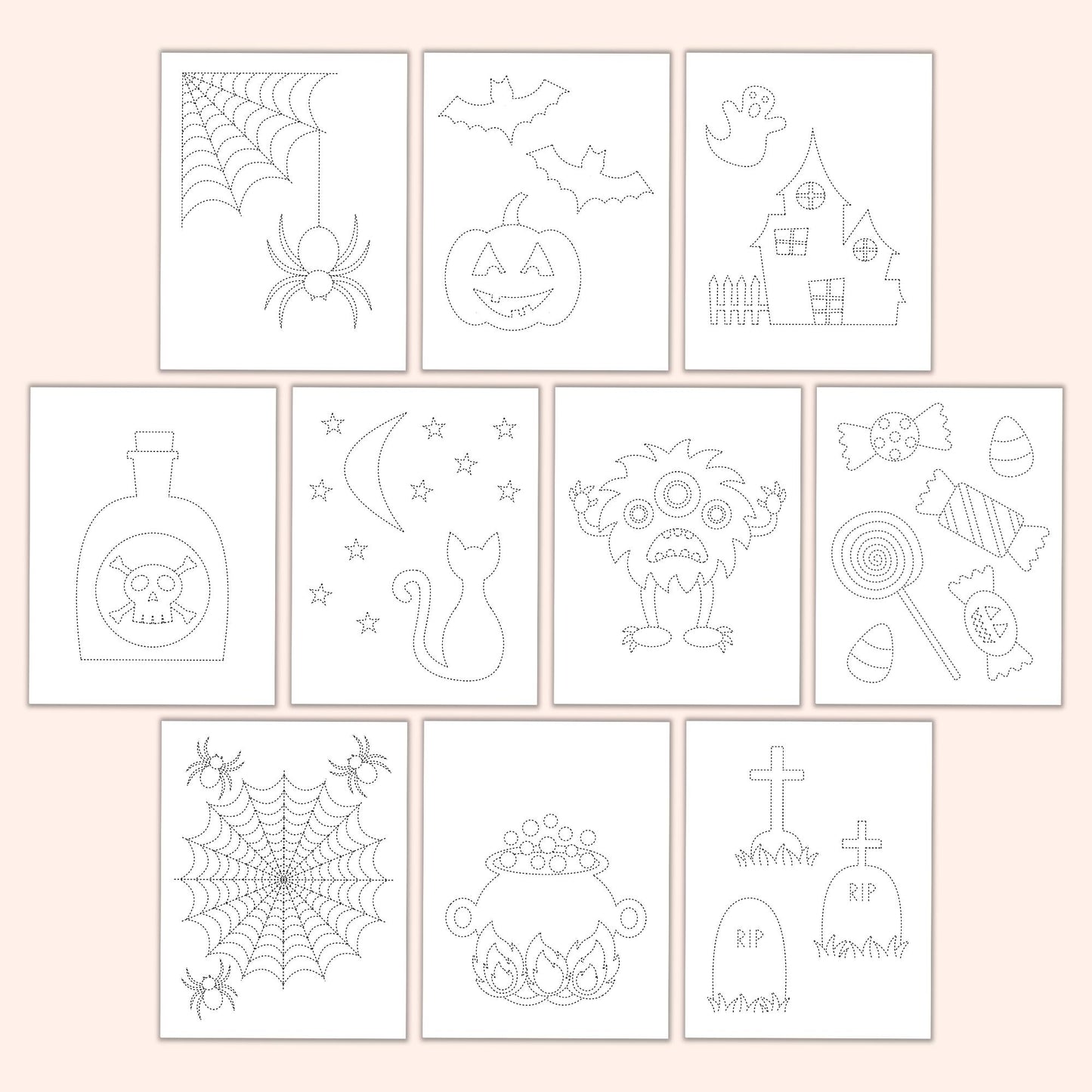 Halloween Trace & Color Sheets