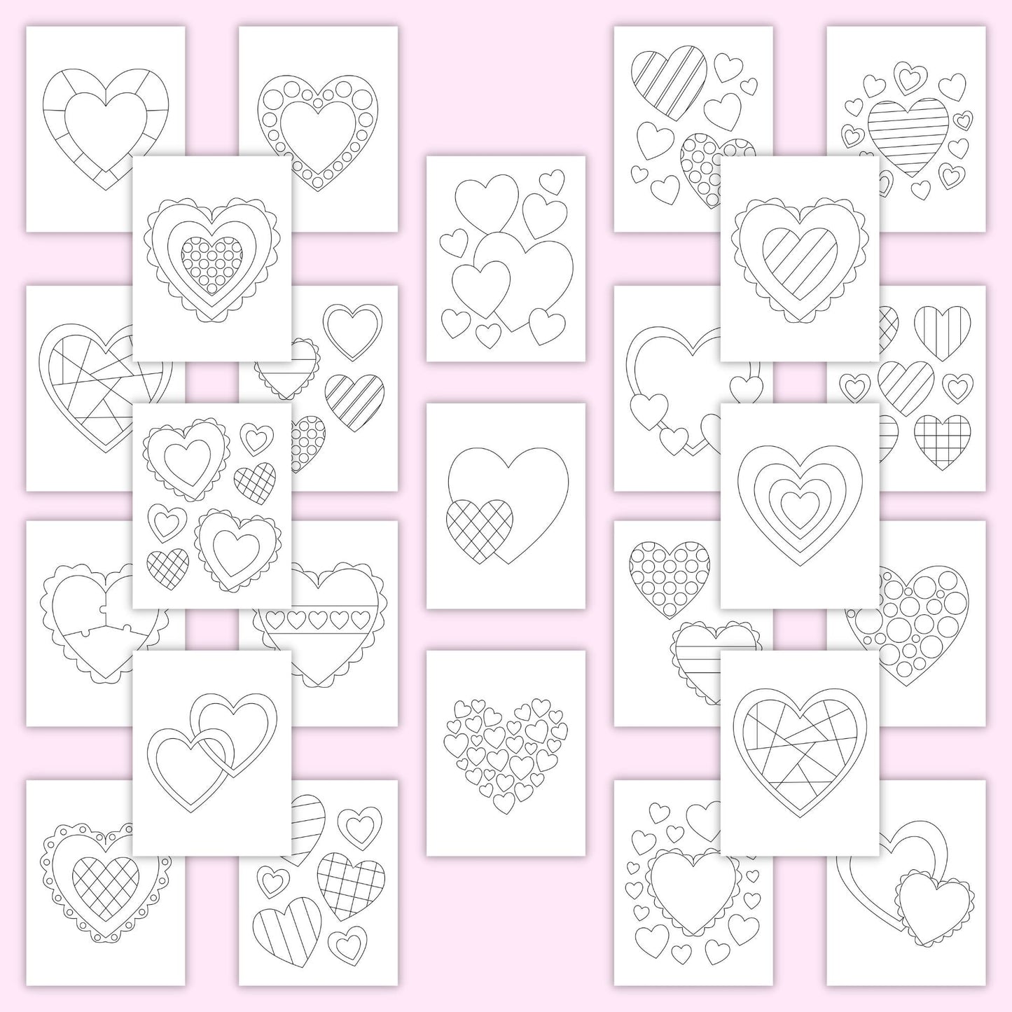 Heart Colouring Pages (Set of 25)