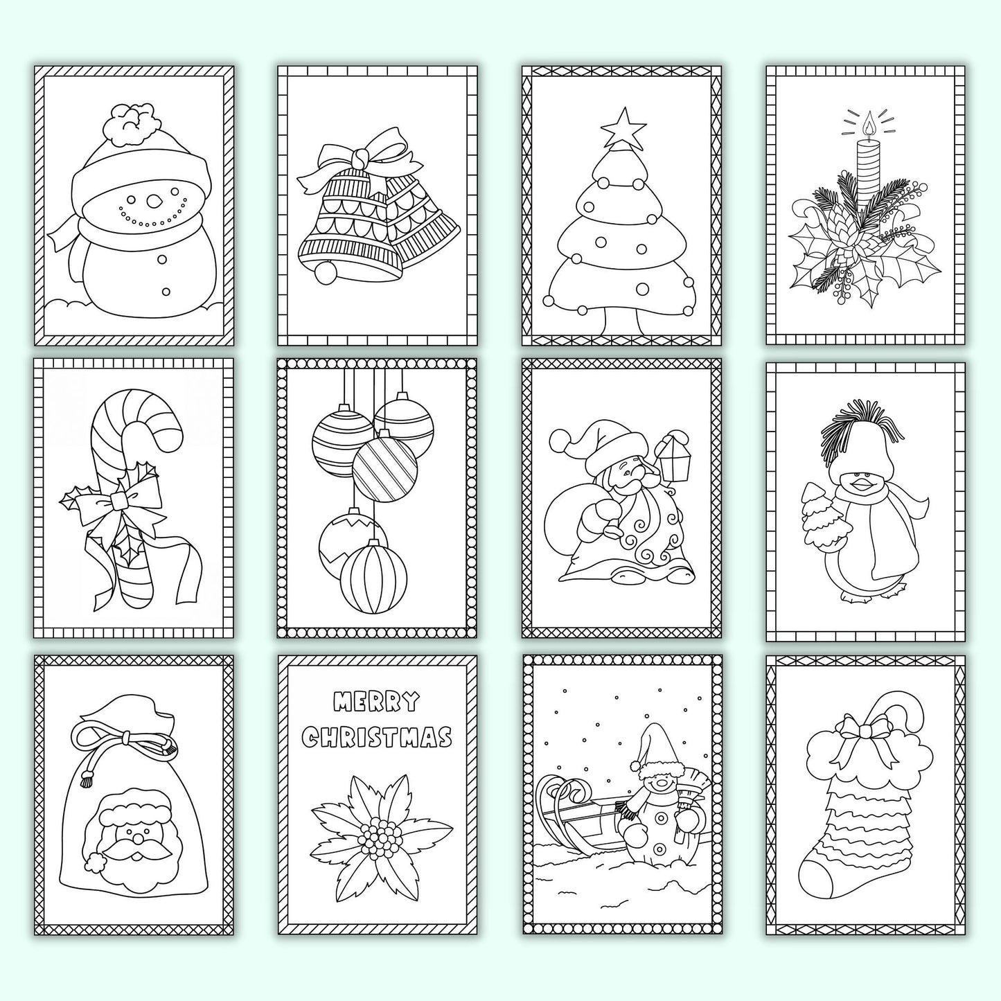 Christmas Coloring Cards (Set of 12)