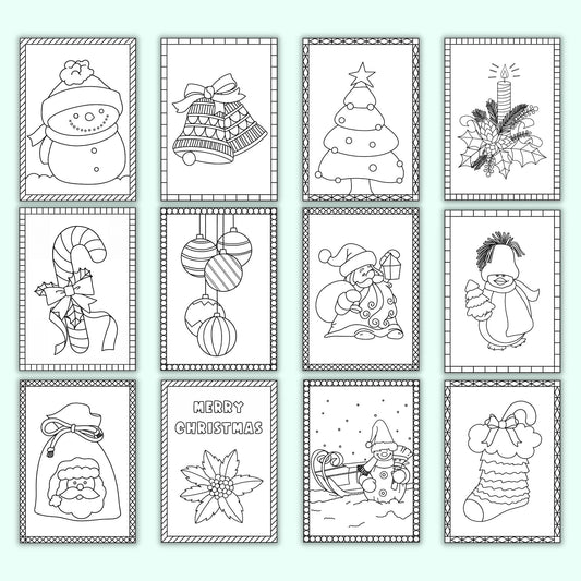 Christmas Coloring Cards (Set of 12)
