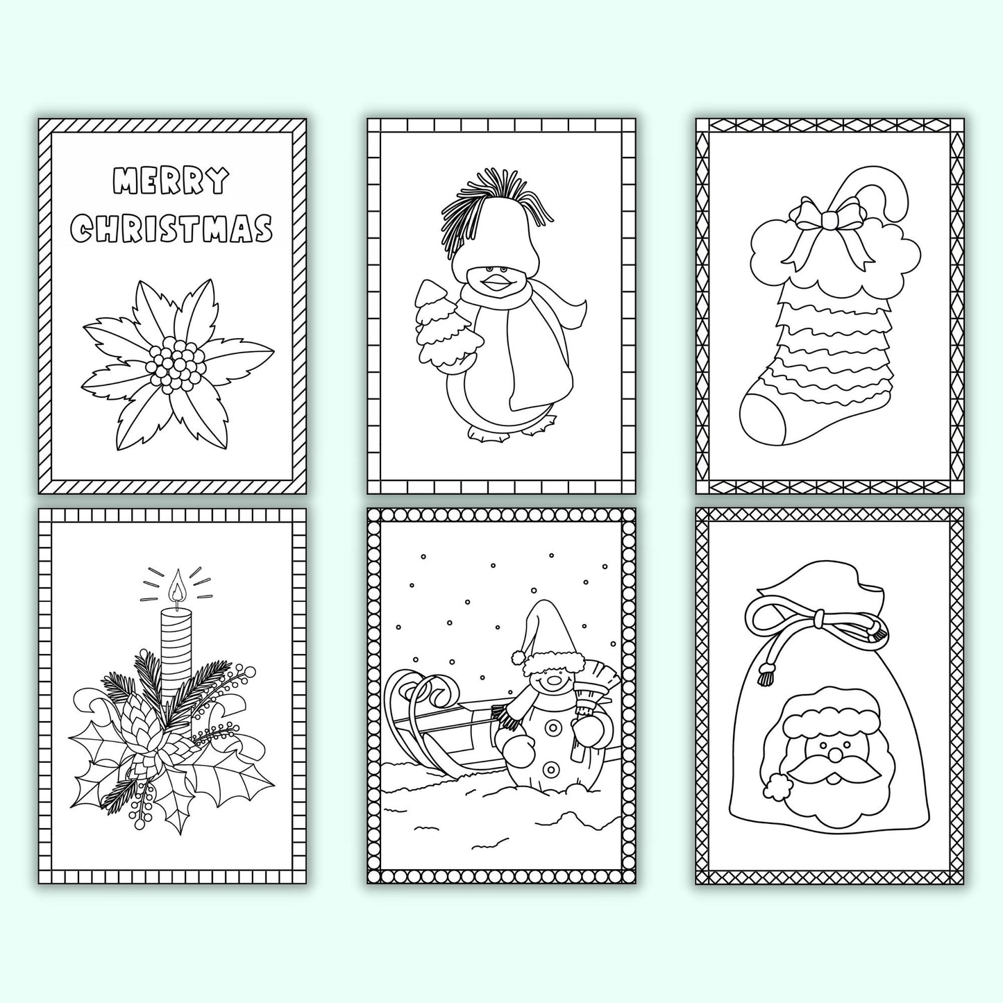 Christmas Coloring Cards (Set of 12)