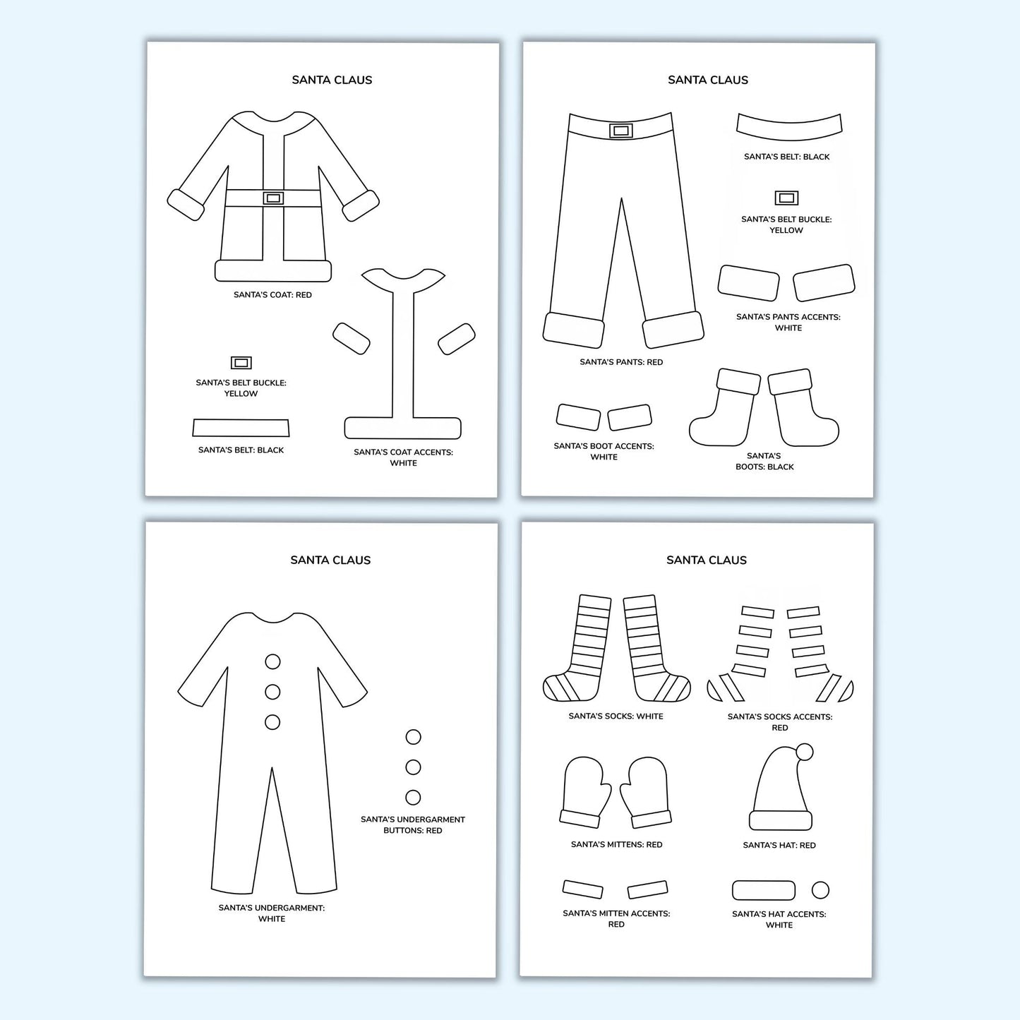 Santa's Clothesline Garland Template