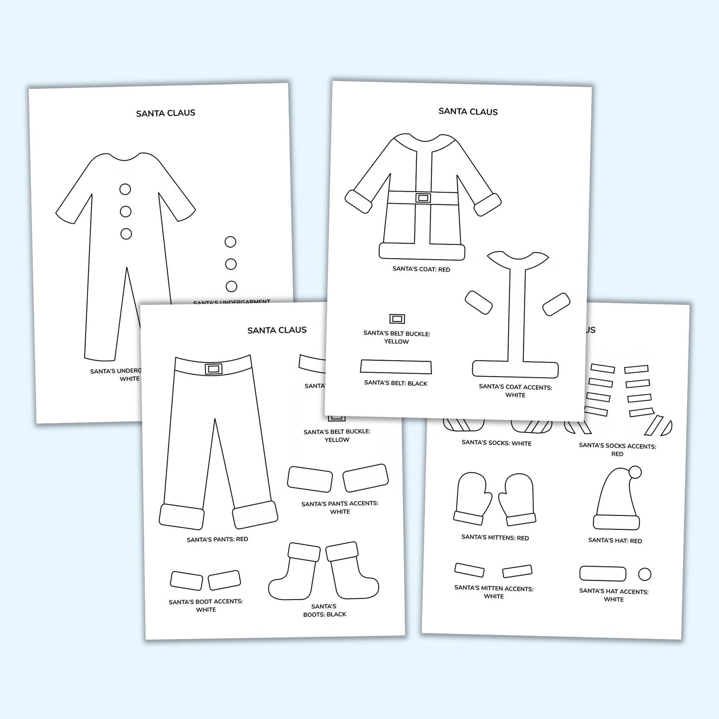 Santa's Clothesline Garland Template