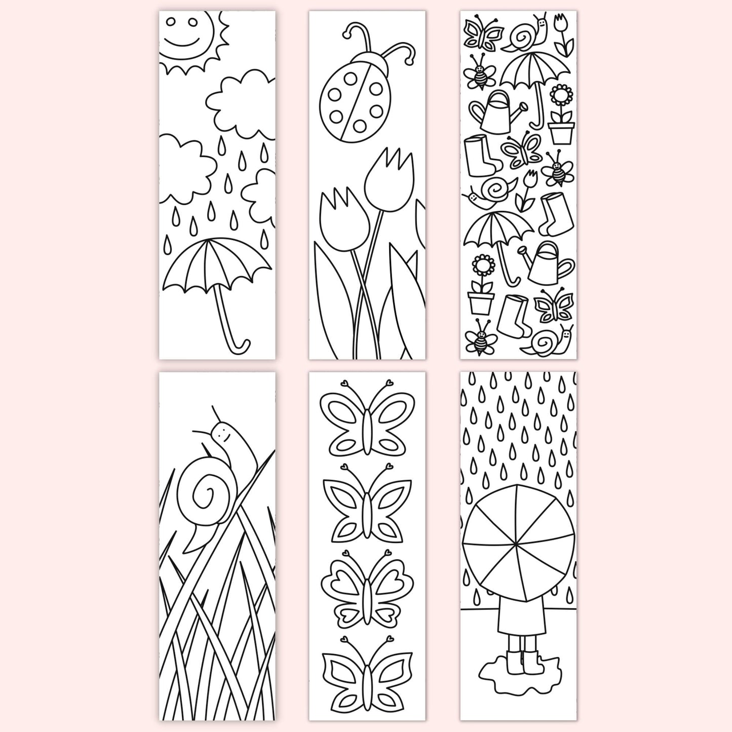 Spring Coloring Bookmarks (Set of 6)