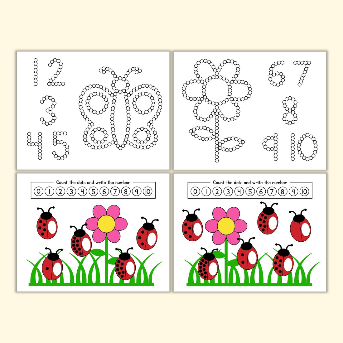 Spring Counting Actvity Spring Counting Bundle (32 Pages) – Printables by The Craft-at-Home Family