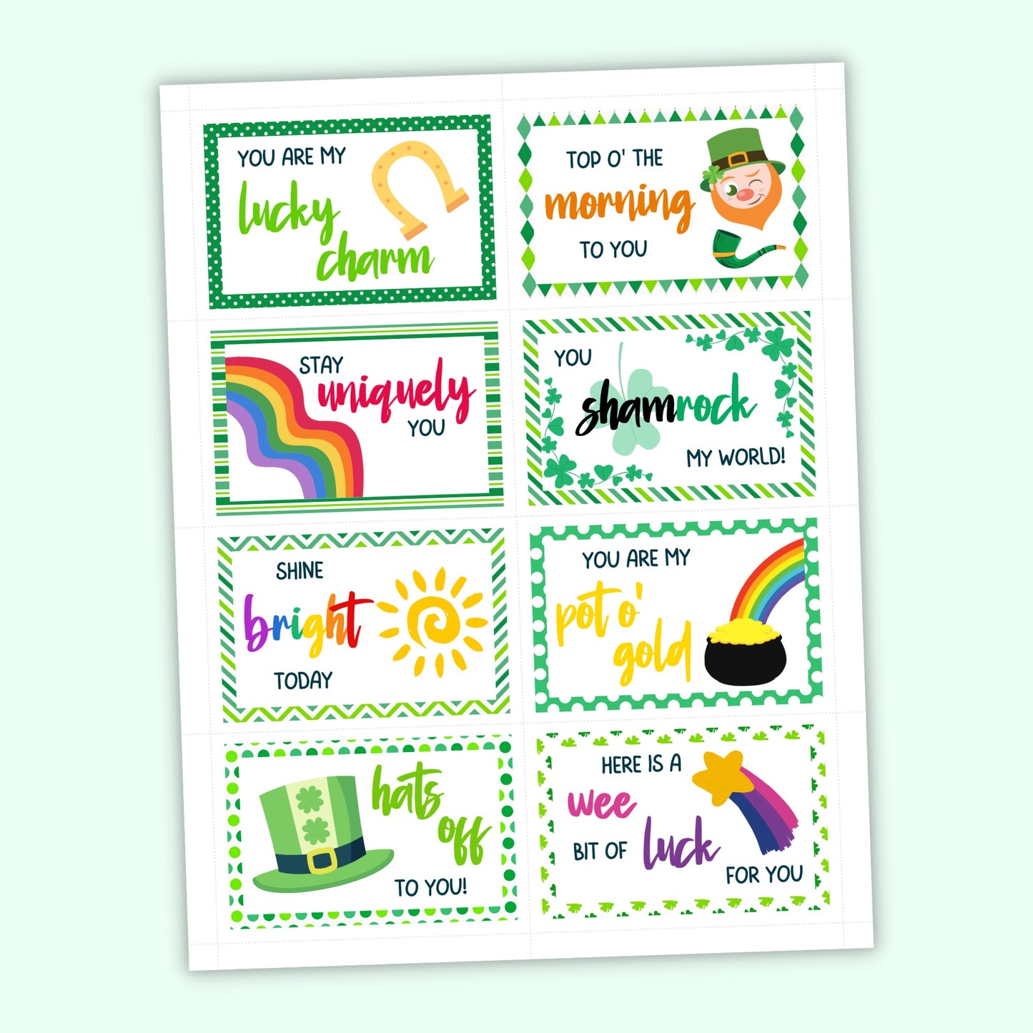 St Patrick's Day Lunchbox Notes (Set of 24)