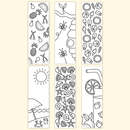 Summer Coloring Bookmarks (Set of 6)