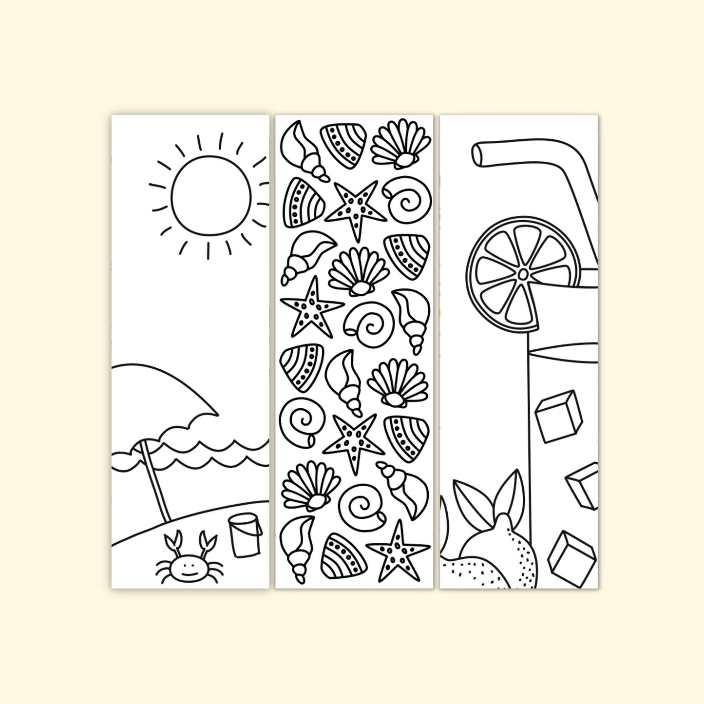 Summer Coloring Bookmarks (Set of 6)