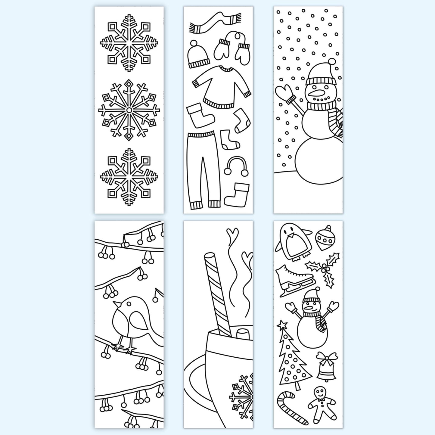 Winter Coloring Bookmarks (Set of 6)